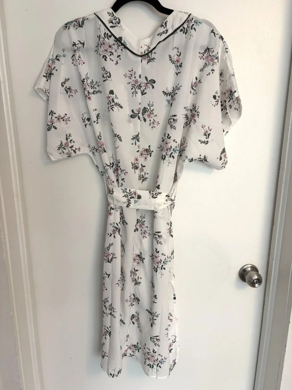 NEW Moon River Floral Kimono Robe Belt XS White Pink Green Cottagecore Boho